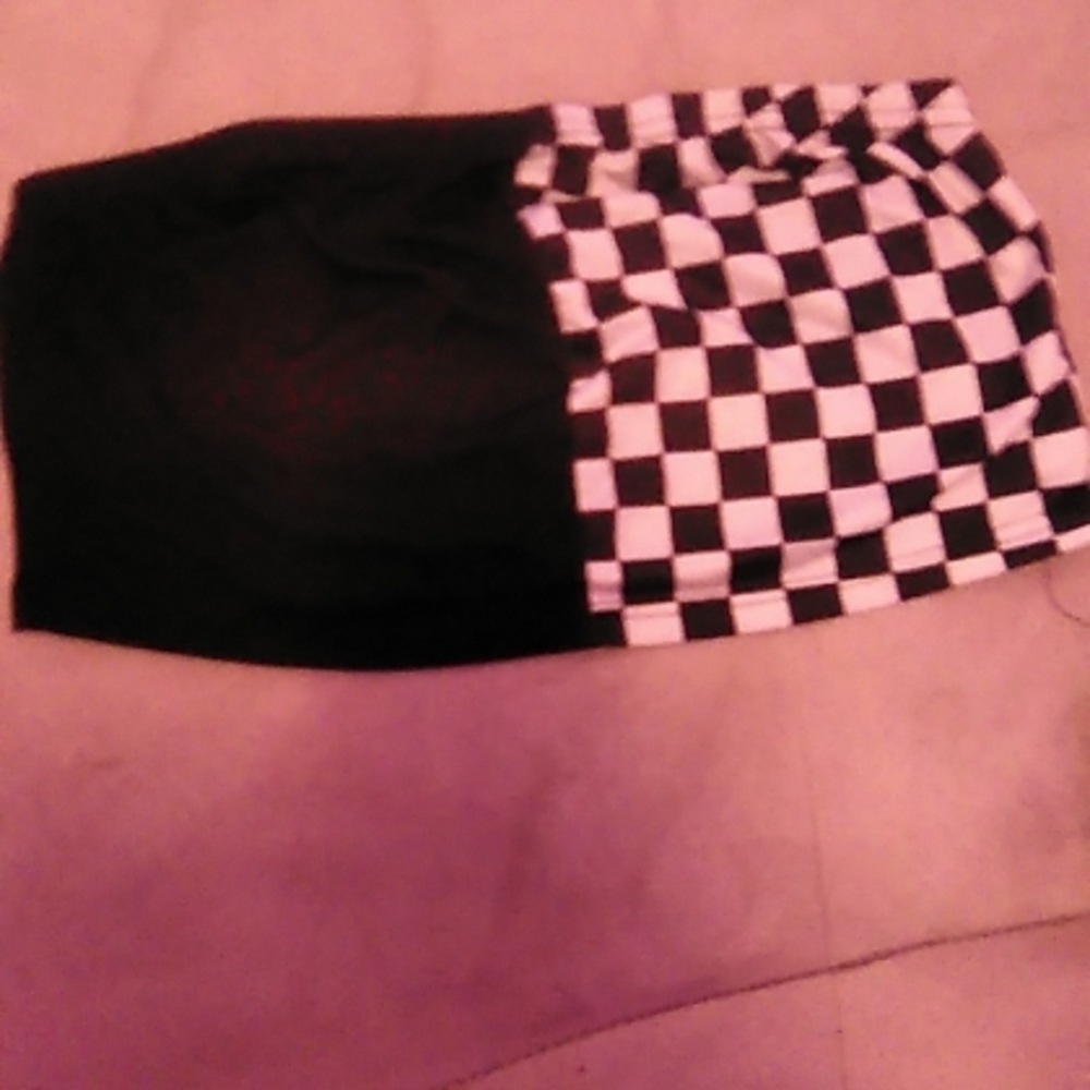 Black and checkered tube top